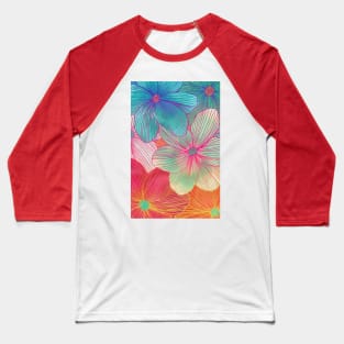 Between the Lines 2 - tropical flowers in purple, pink, blue & orange Baseball T-Shirt